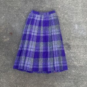 Vintage Plaid Pleated Wool Skirt